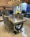 Arianna Grey Marble 150CM Dining Table & Knightsbridge Plush Velvet Dining Chairs