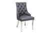 Majestic Grey Leather Quilted Knocker Back Dining Chair - AR Furnishings