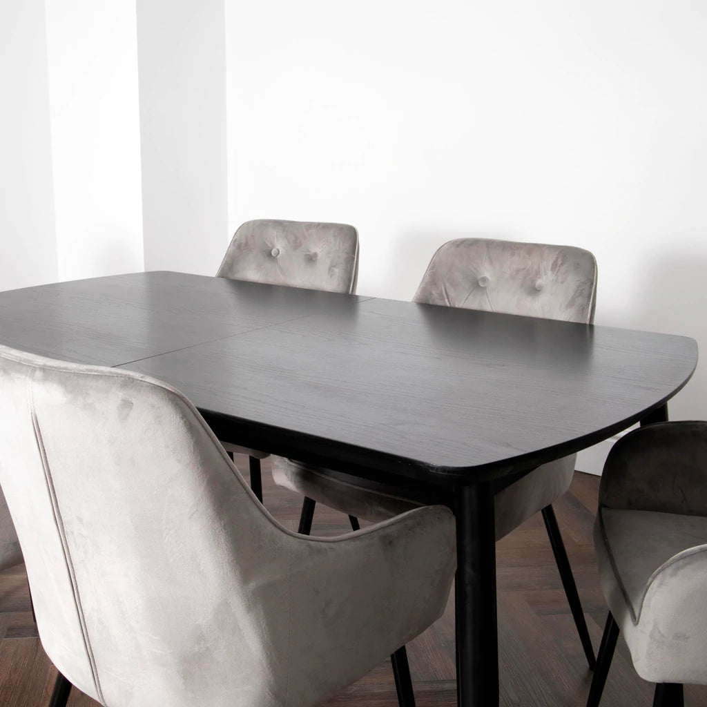 Dark Ash Oxford 160cm Dining Table with 6 Chairs - AR Furnishings