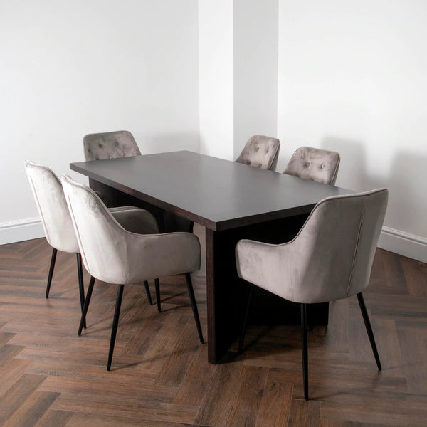 Espresso Walnut Ascot 180cm Dining Table with up to 6 Chairs - AR Furnishings