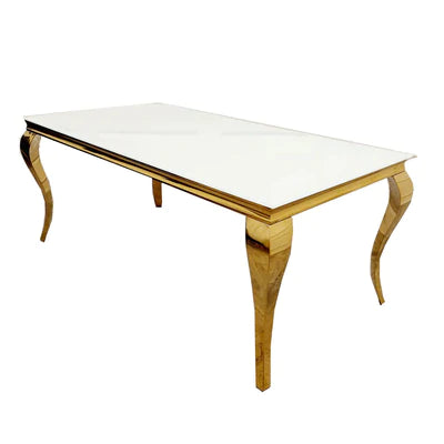 Louis 200cm Glass & GOLD Dining Table - 3 Colours - AR Furnishings