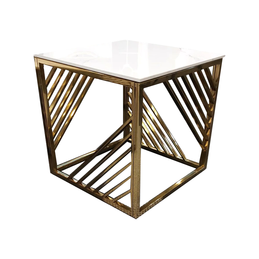 Azure Lamp Table with Polar White Sintered Top - AR Furnishings