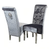 Arial Dining Table in Grey Glass with 4 Emma Grey Shimmer Chairs  All Sizes - AR Furnishings