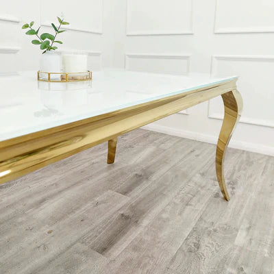 Louis 140cm Glass & GOLD Dining Table - 3 Colours - AR Furnishings