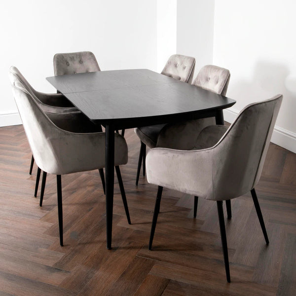 Dark Ash Oxford 160cm Dining Table with 6 Chairs - AR Furnishings