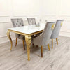 Louis 160cm Glass & GOLD Dining Table - 3 Colours - AR Furnishings