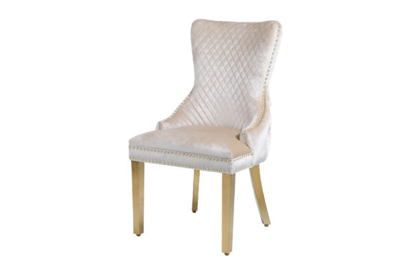 Victoria Cream Gold Dining Chair - AR Furnishings