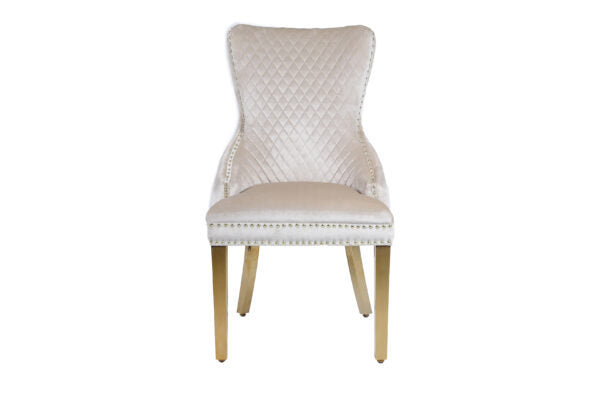 Victoria Cream Gold Dining Chair - AR Furnishings