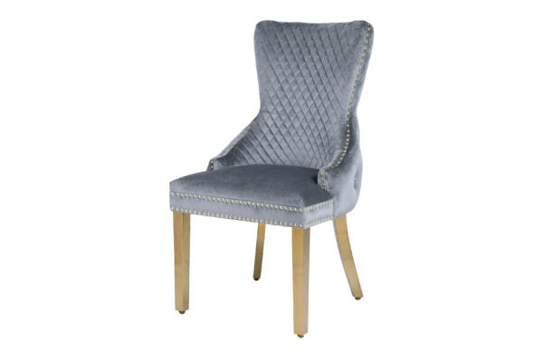 Victoria Grey Gold Dining Chair - AR Furnishings