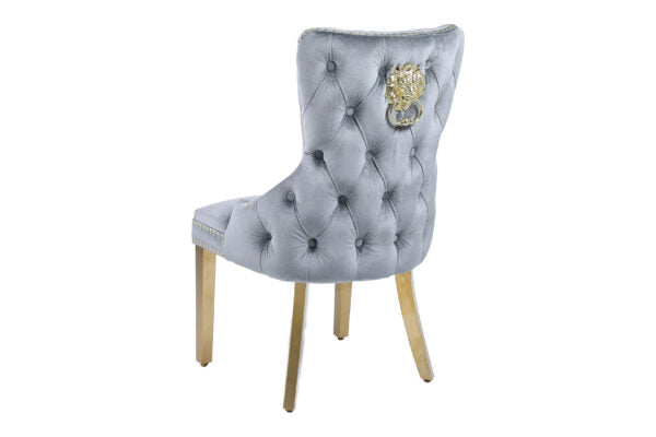 Victoria Grey Gold Dining Chair - AR Furnishings