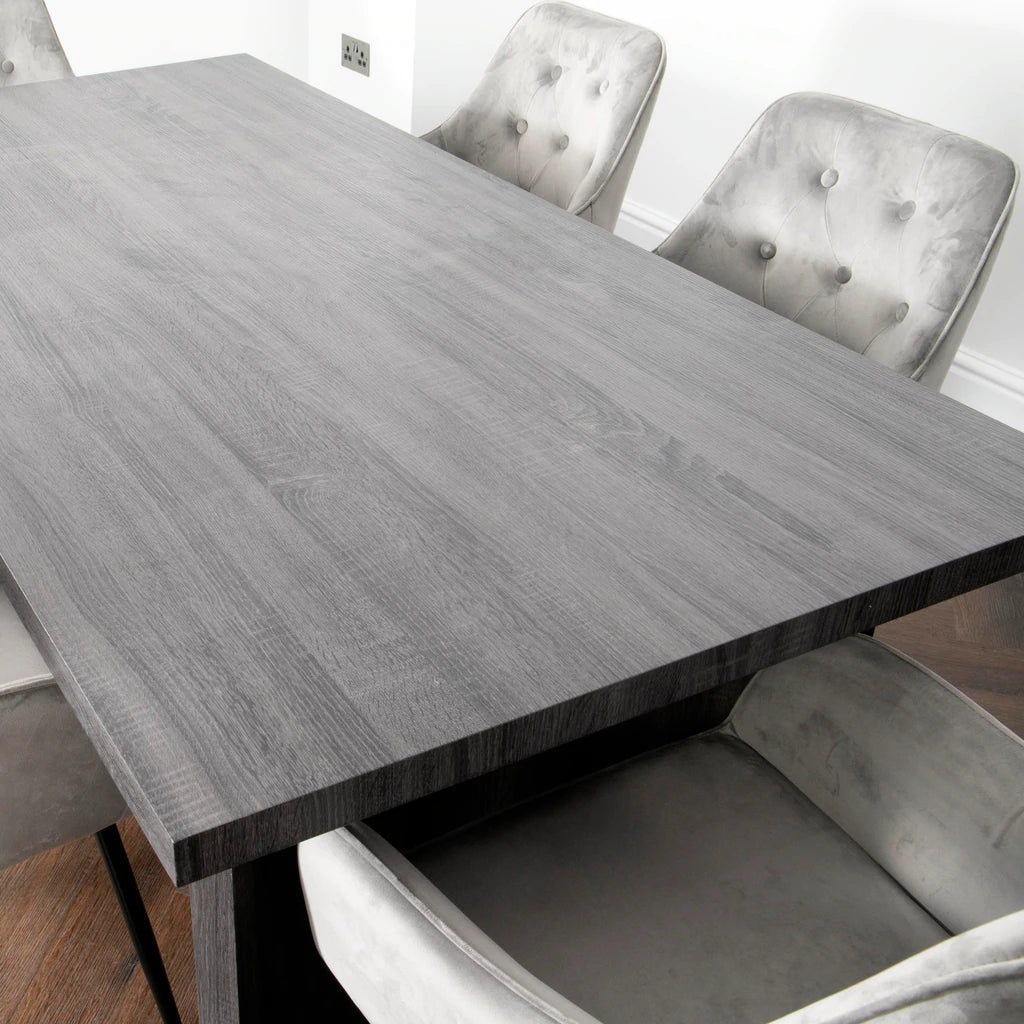 Grey Oak Ascot 180cm Dining Table with up to 6 Chairs - AR Furnishings