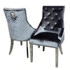 Arial Dining Table in Grey Glass with 4 Bentley Grey Shimmer Chairs - ALL SIZES - AR Furnishings