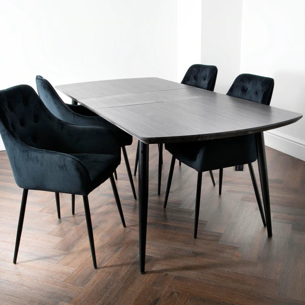 Dark Ash Oxford 160cm Dining Table with 6 Chairs - AR Furnishings