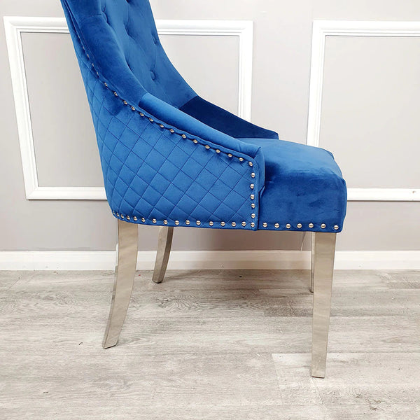 Bentley Dining Chair All Colours with Lion Knocker & Quilted Back - AR Furnishings