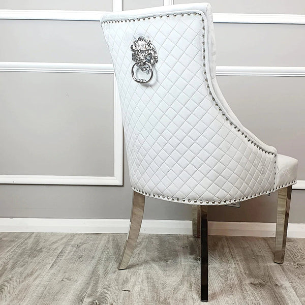 Bentley Dining Chair All Colours with Lion Knocker & Quilted Back - AR Furnishings