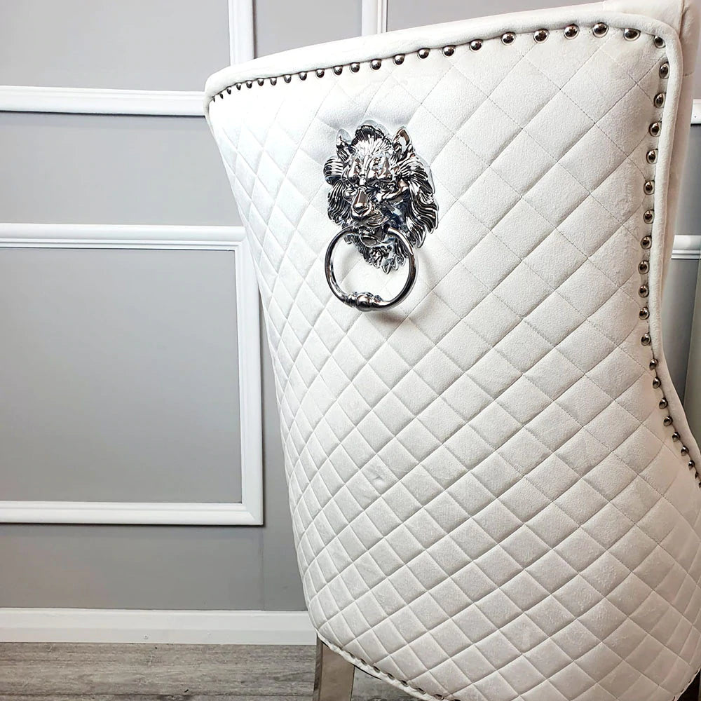 Bentley Dining Chair All Colours with Lion Knocker & Quilted Back - AR Furnishings