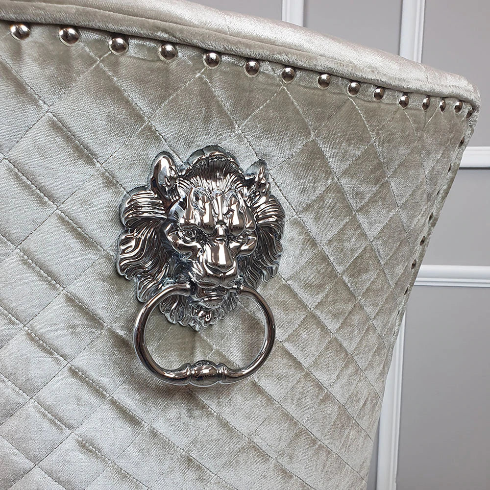 Bentley Dining Chair All Colours with Lion Knocker & Quilted Back - AR Furnishings