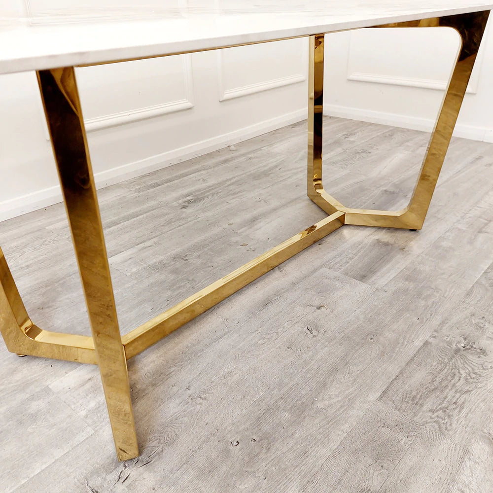 Lucien 180cm Gold Dining Table with Pandora Gold Sintered Stone Top - AR Furnishings