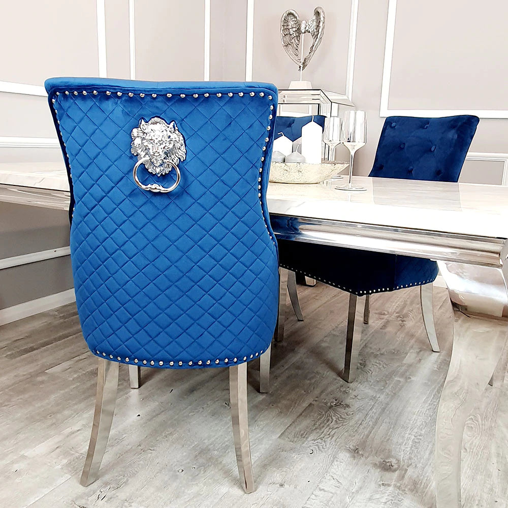 Bentley Dining Chair All Colours with Lion Knocker & Quilted Back - AR Furnishings