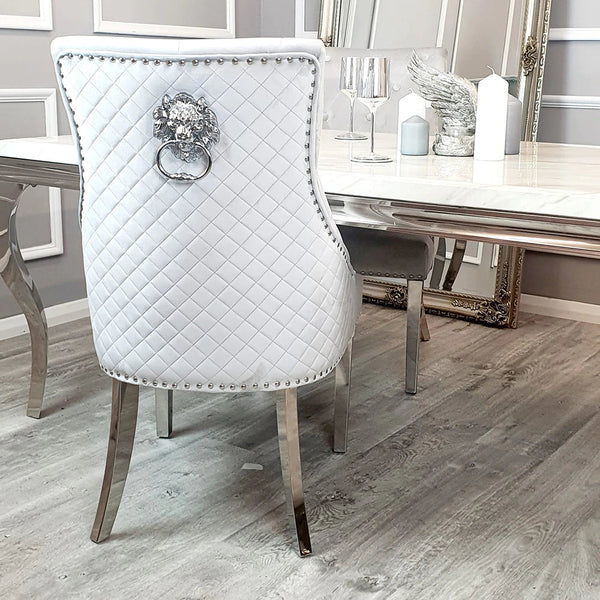 Bentley Dining Chair All Colours with Lion Knocker & Quilted Back - AR Furnishings