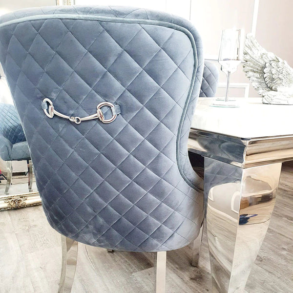 Kate Dining Chair All Colours With Chrome Clasp & Quilted Back - AR Furnishings