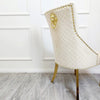 Bentley Gold Dining Chair with Lion Knocker & Quilted Back - AR Furnishings