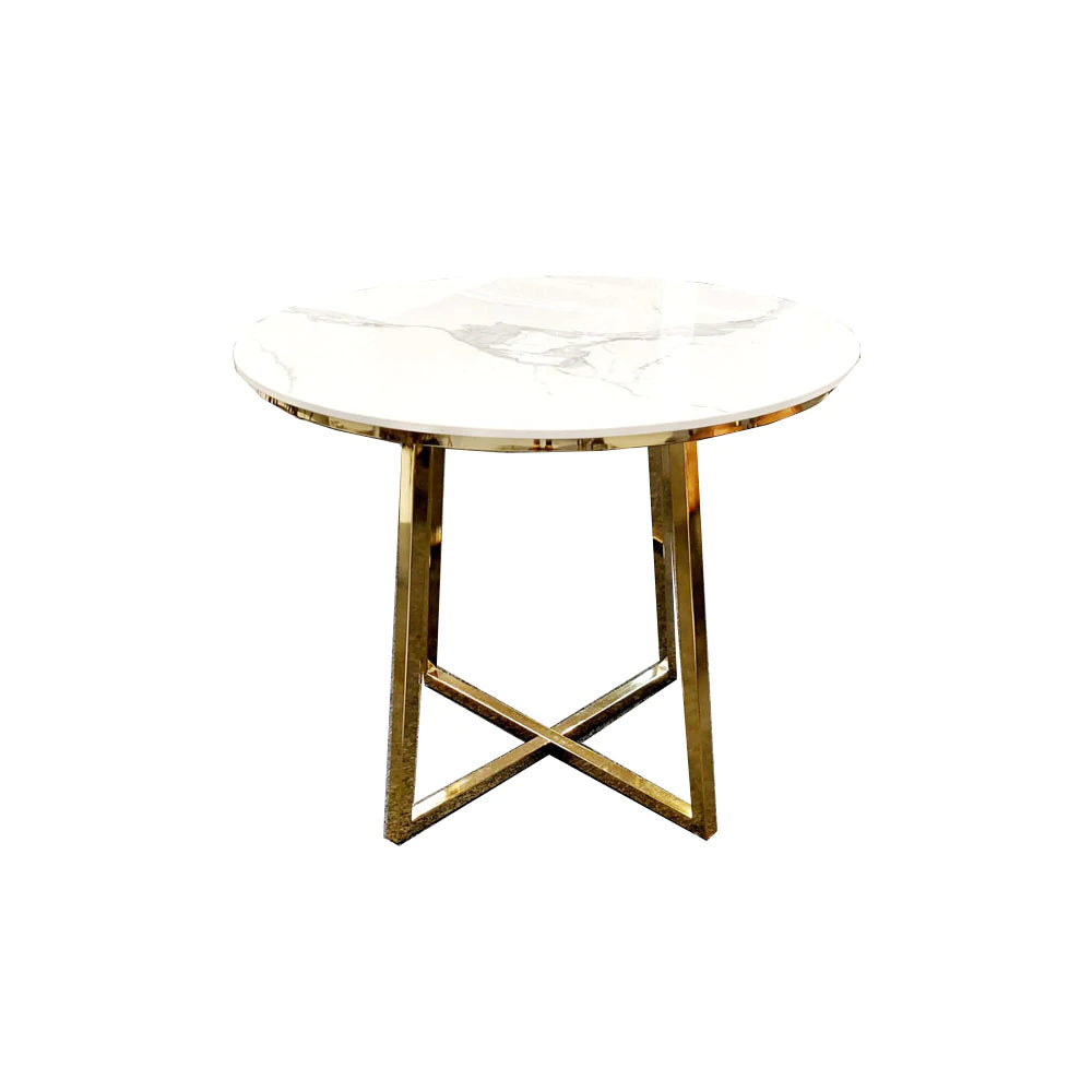 Juno 90cm Round Dining Table with Polar White Sintered Stone Top - AR Furnishings