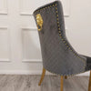 Bentley Gold Dining Chair with Lion Knocker & Quilted Back - AR Furnishings