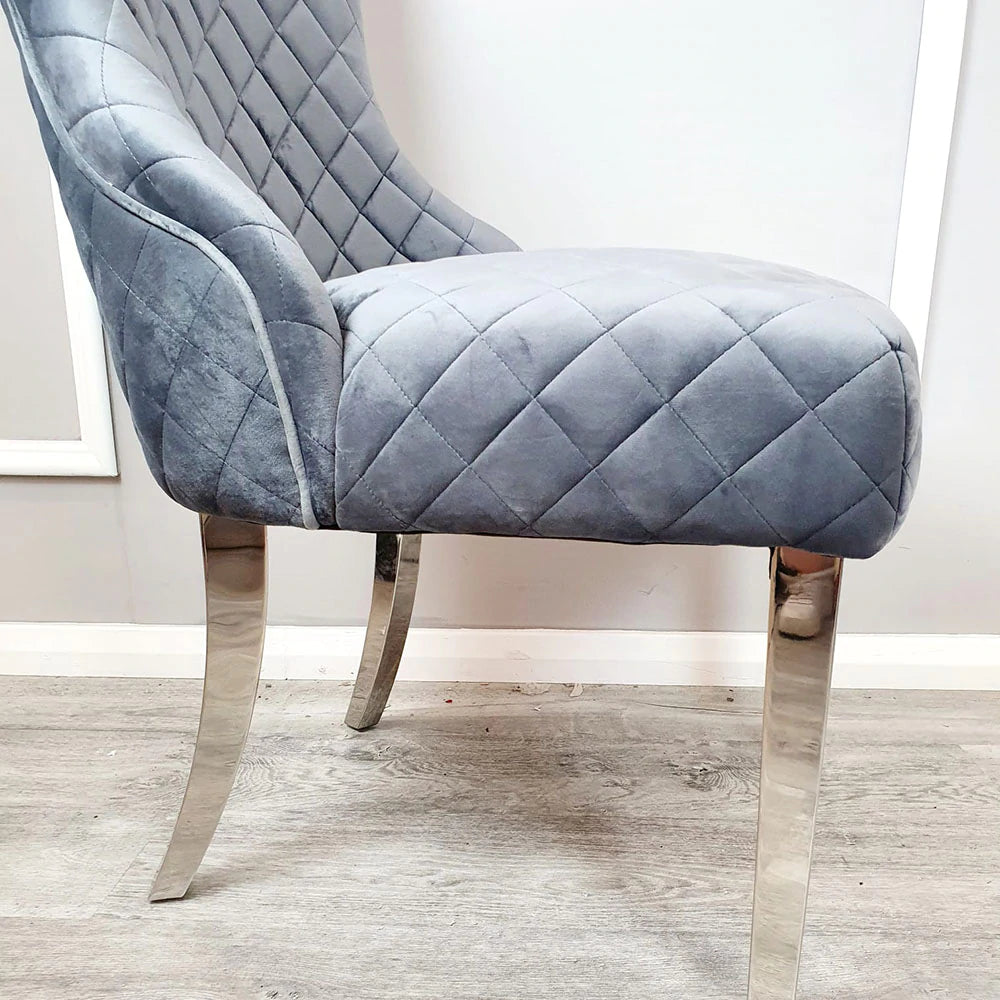 Kate Dining Chair All Colours With Chrome Clasp & Quilted Back - AR Furnishings