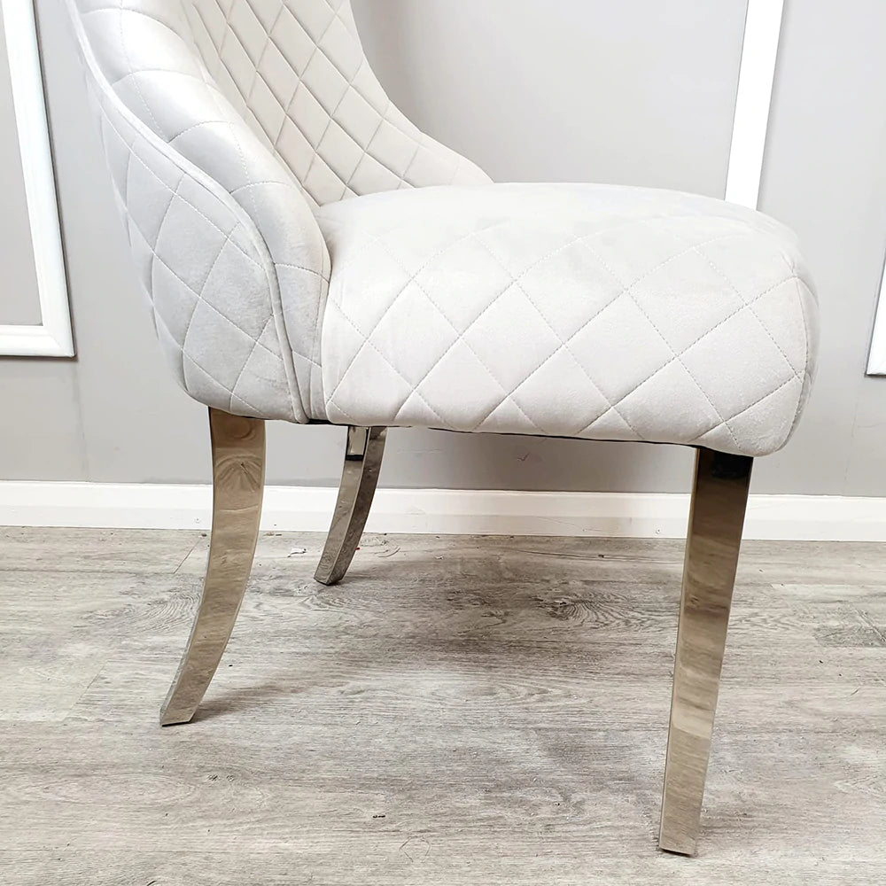 Kate Dining Chair All Colours With Chrome Clasp & Quilted Back - AR Furnishings