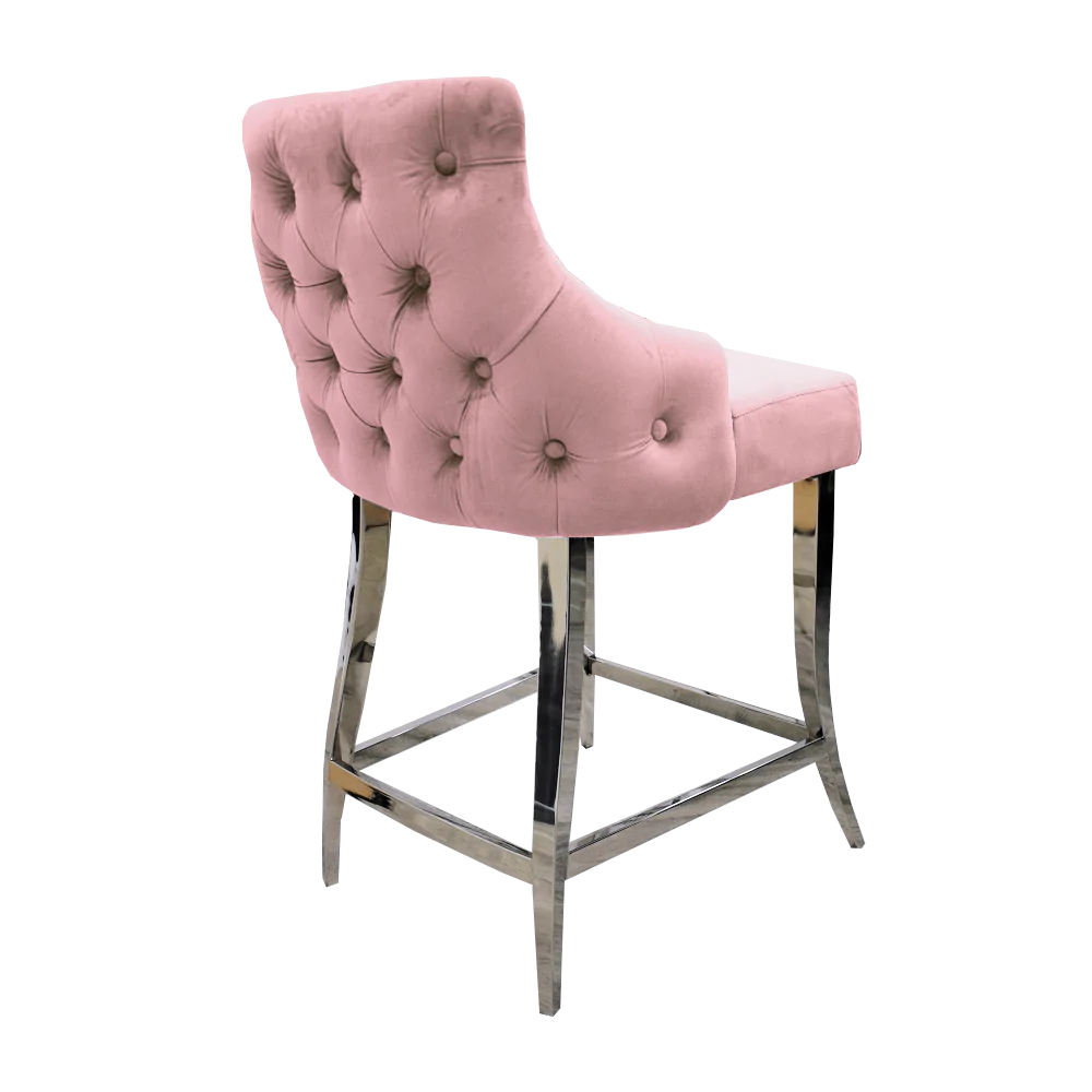 Capri Bar Stool - No Knocker and Buttoned Back - AR Furnishings