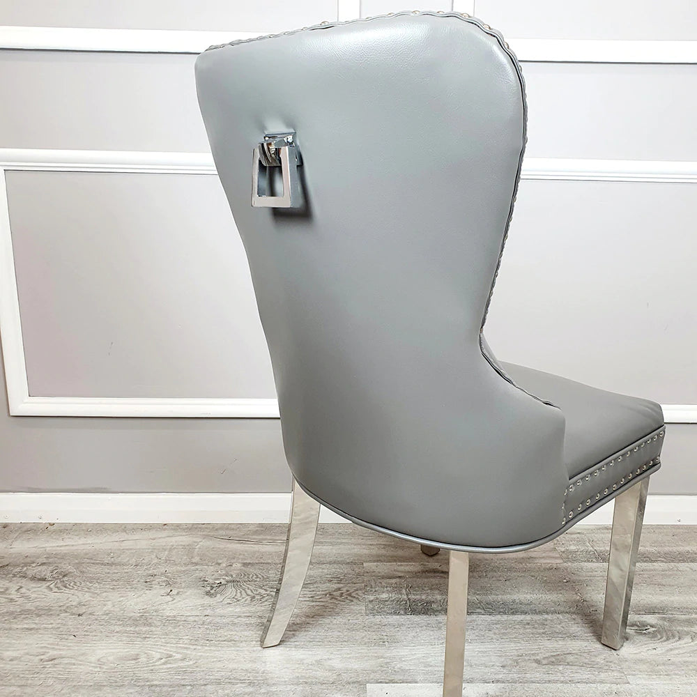 Mayfair Leather Dining Chairs All Colours Plain Back/Square Knocker - AR Furnishings