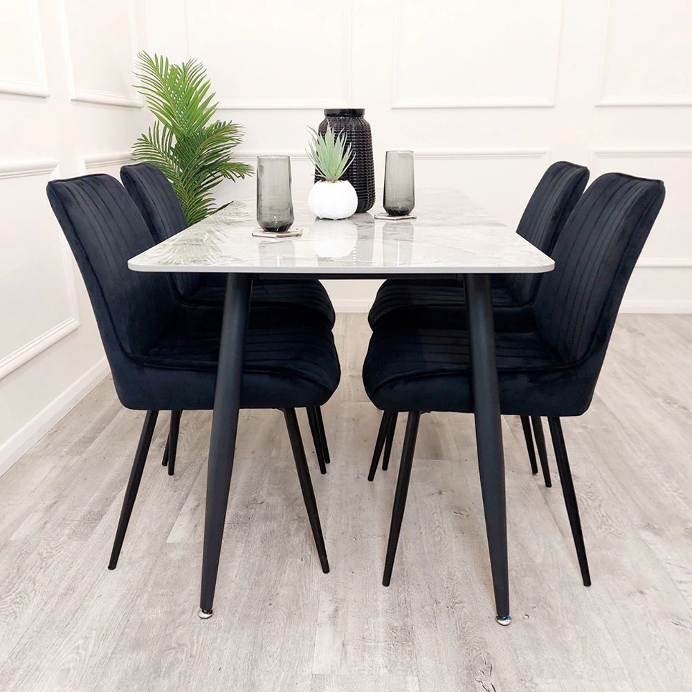 Titus 140cm Black Dining Table with Sintered Stone Top - AR Furnishings