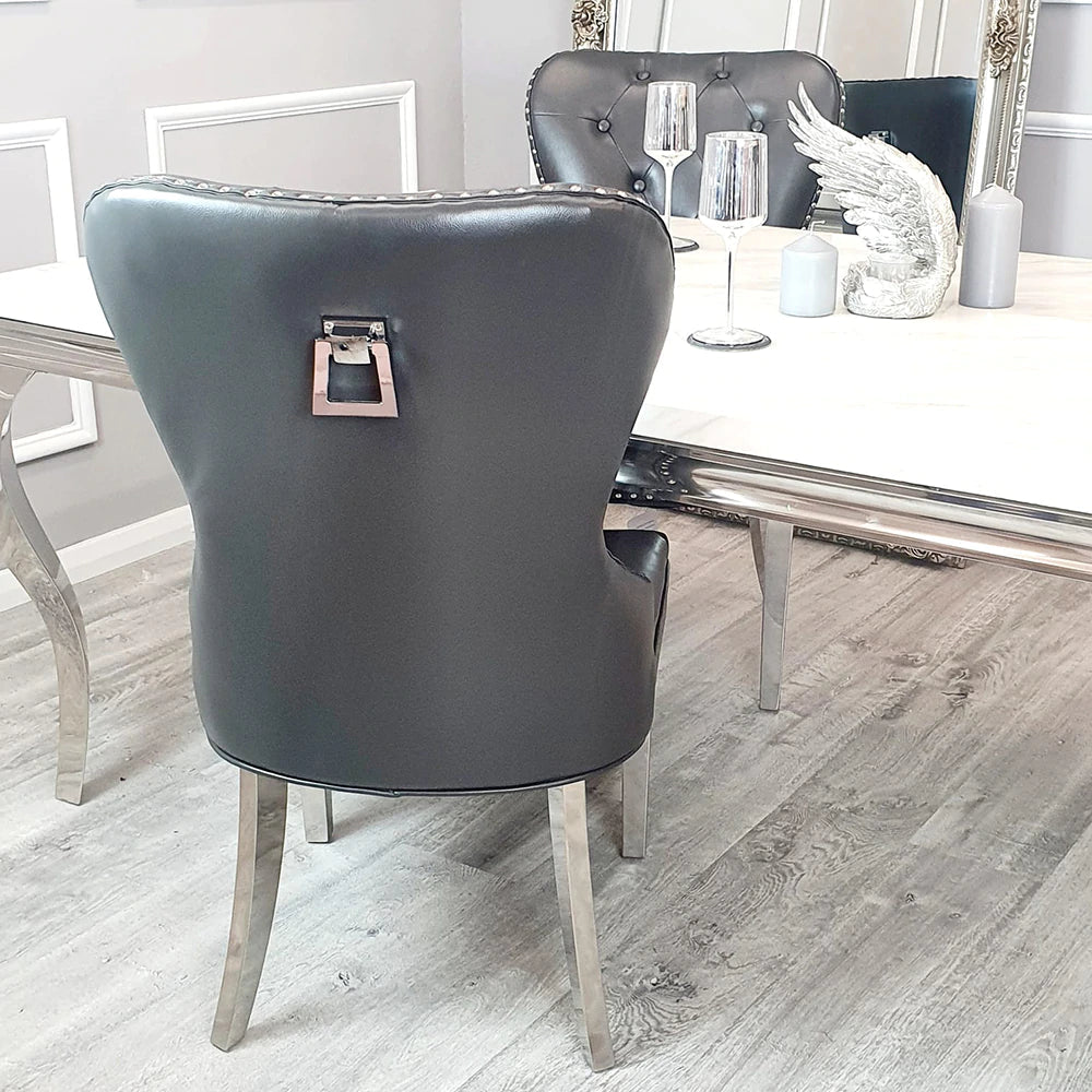 Mayfair Leather Dining Chairs All Colours Plain Back/Square Knocker - AR Furnishings