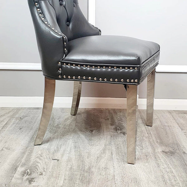 Mayfair Leather Dining Chairs All Colours Plain Back/Square Knocker - AR Furnishings