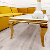 Louis Coffee Table Gold with Glass Top - AR Furnishings