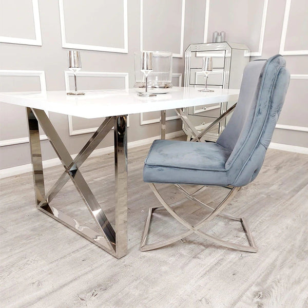 Clarion 160cm Dining Table with 4 Sandhurst X Legged Chairs - AR Furnishings