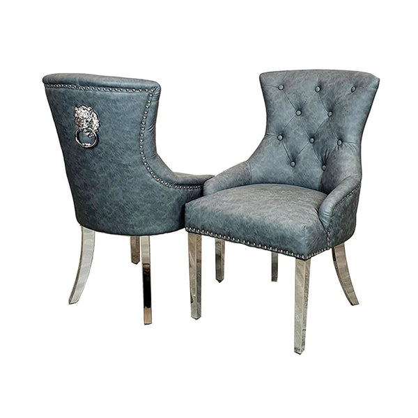 Megan Dining Chair ALL COLOURS Plain Back/Lion Knocker - AR Furnishings