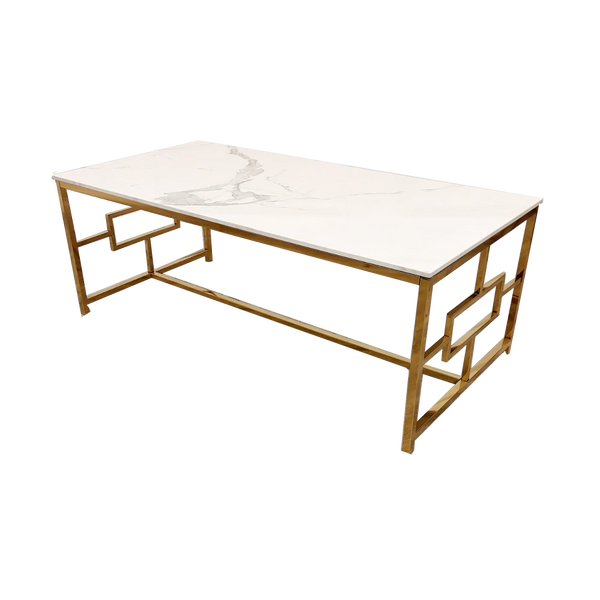 Geo Gold Coffee Table with Polar White Sintered Top - AR Furnishings