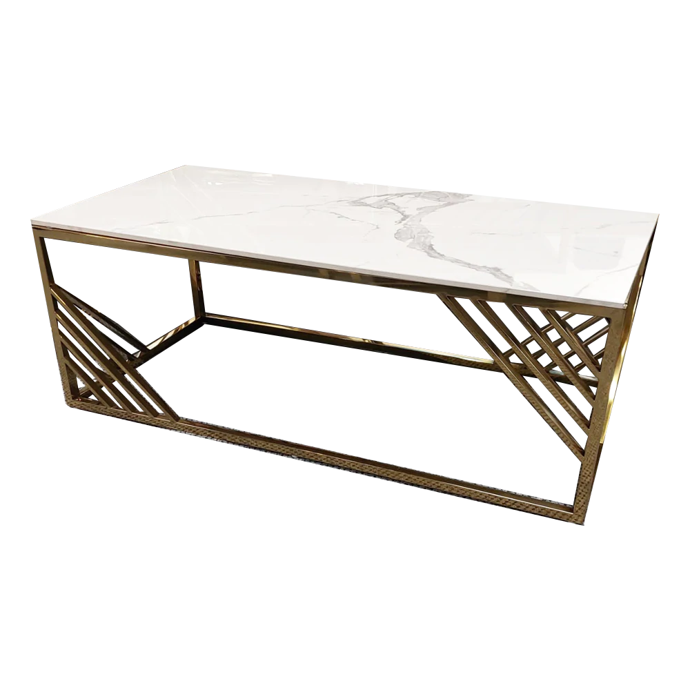 Azure Coffee Table with Polar White Sintered Top - AR Furnishings