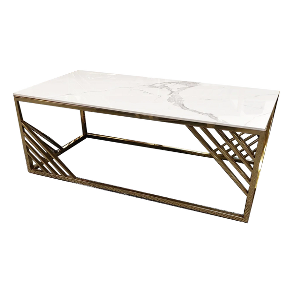 Azure Coffee Table with Polar White Sintered Top - AR Furnishings