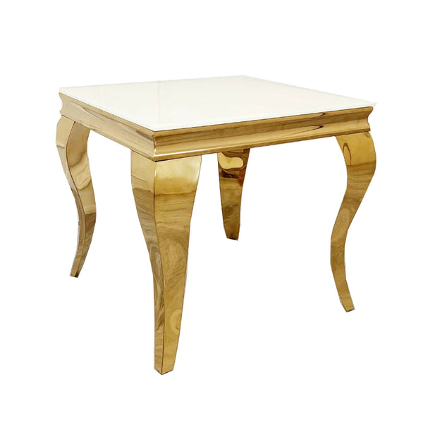 Louis Gold Lamp Table with Glass Top - AR Furnishings