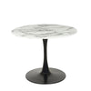 Modern White Round Artificial Marble Dining Table with Black base 100cm