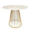 White Liverpool Marble Effect Table with Golden Chrome Legs 100cm